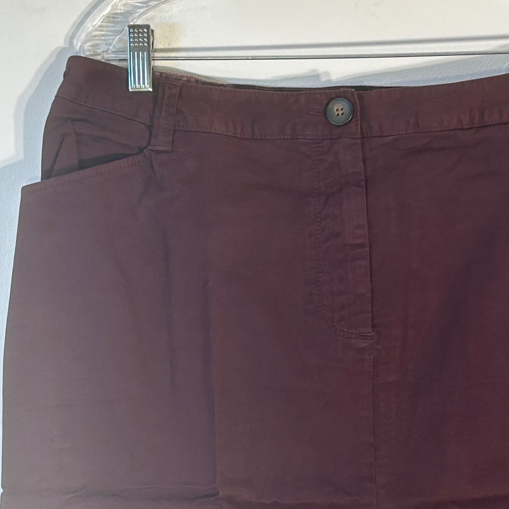 Lands End Deep Burgundy Stretch Chino Skirt 14W Maroon Purple‎ Knee Length - Picture 10 of 11